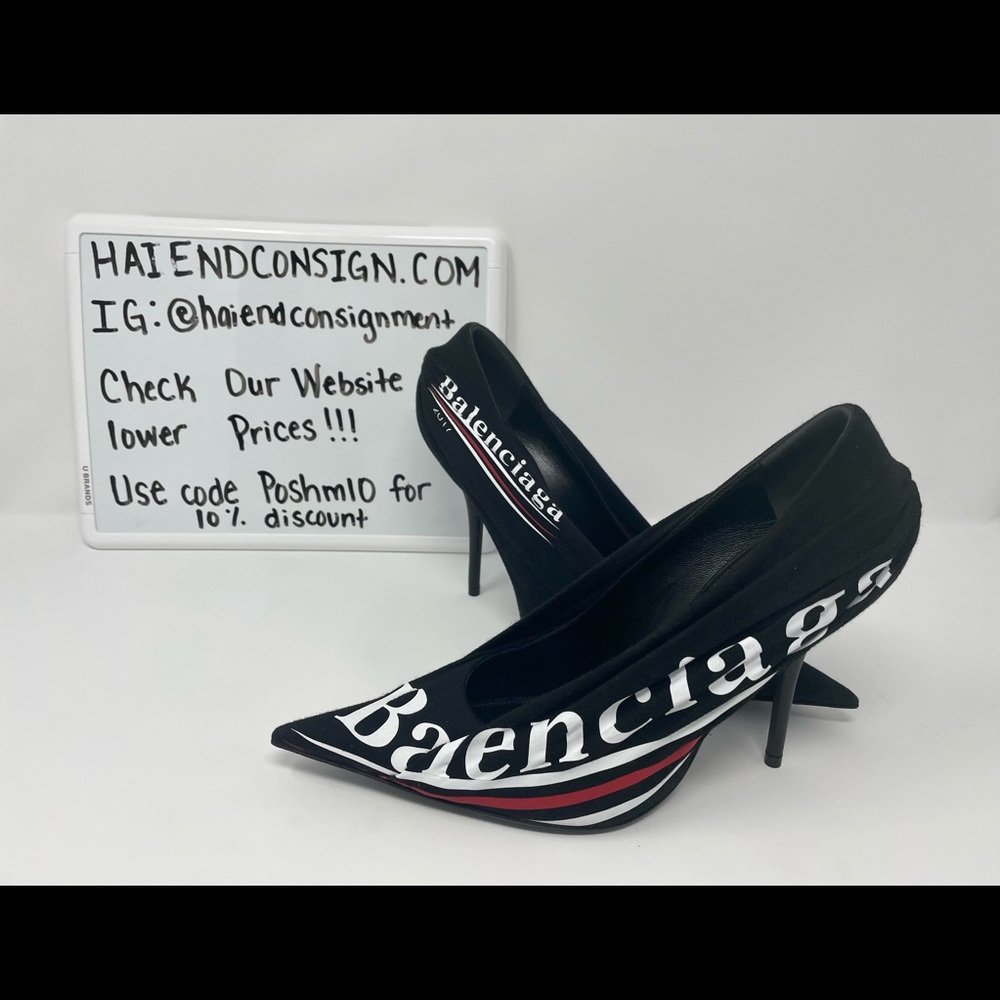 Balenciaga campaign logo pumps